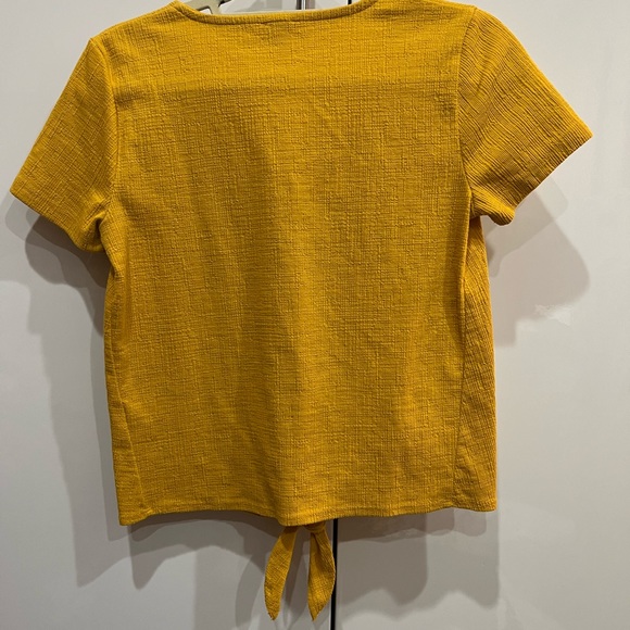 J. Crew Mustard Yellow Tie Front Workwear Work Top - Picture 4 of 7